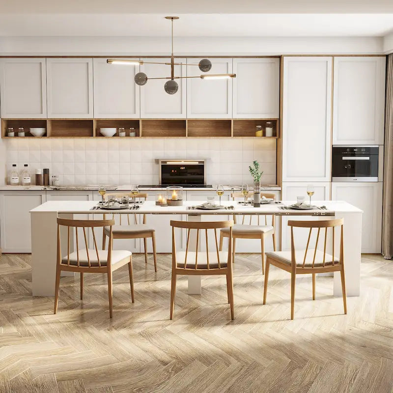 Console et table à manger extensibles 2-en-1, 4 à 8 places | Blanc / Naturel / Marbre / Noyer / Gris