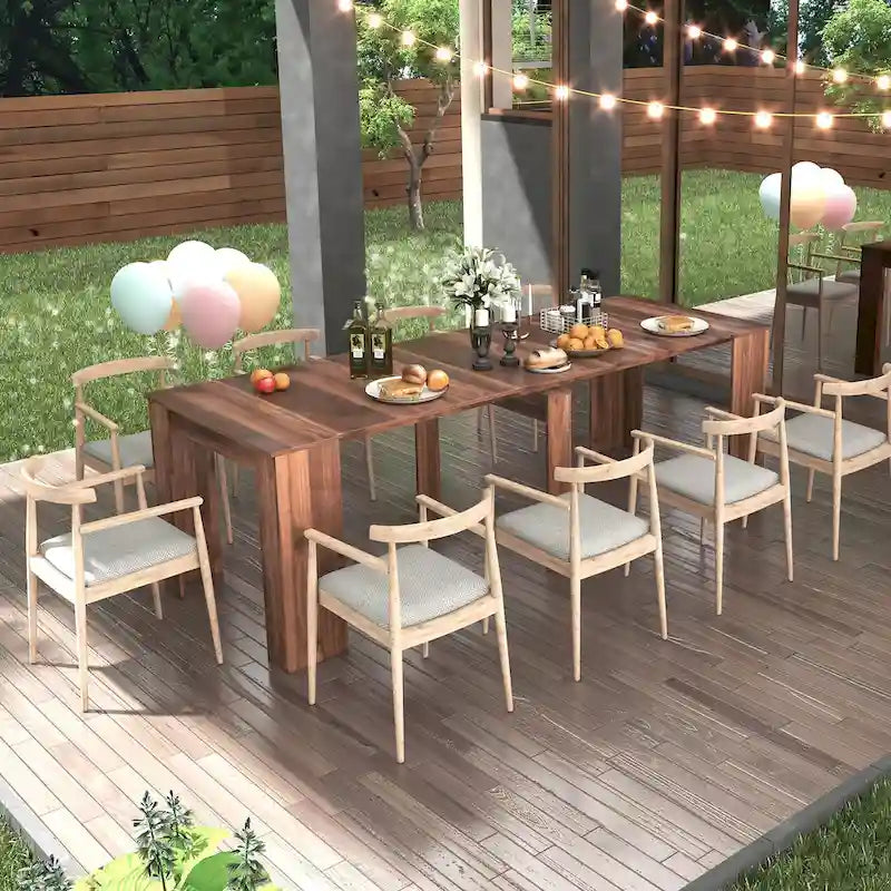 Console et table à manger extensibles 2-en-1, 4 à 8 places | Blanc / Naturel / Marbre / Noyer / Gris