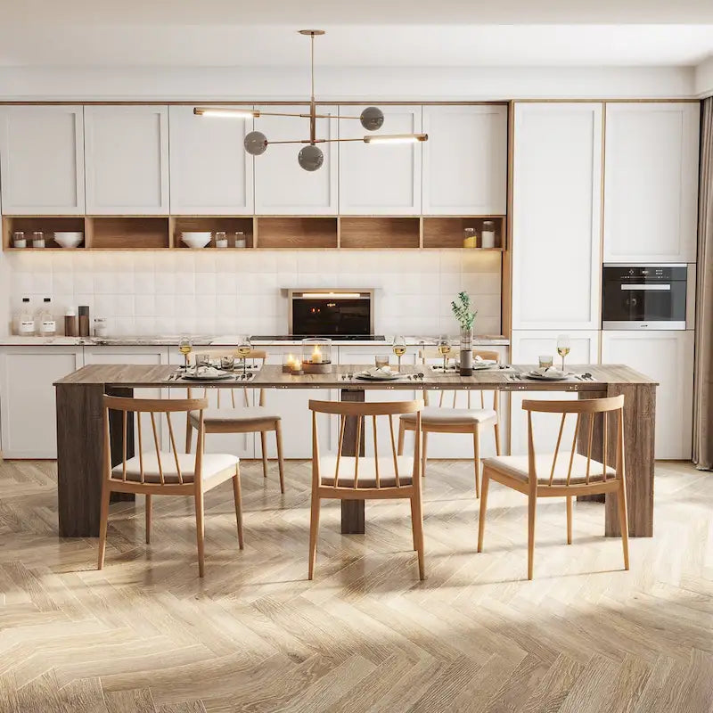 Console et table à manger extensibles 2-en-1, 4 à 8 places | Blanc / Naturel / Marbre / Noyer / Gris