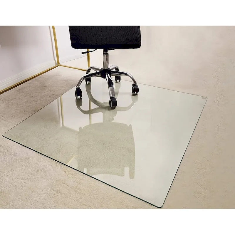 Tapis de chaise de bureau en verre trempé transparent pour sols durs, 1 personne, 117 x 91 cm