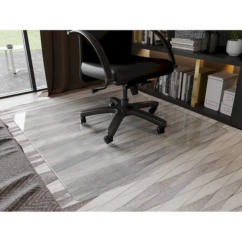 Tapis de chaise de bureau en verre trempé transparent pour sols durs, 1 personne, 117 x 91 cm