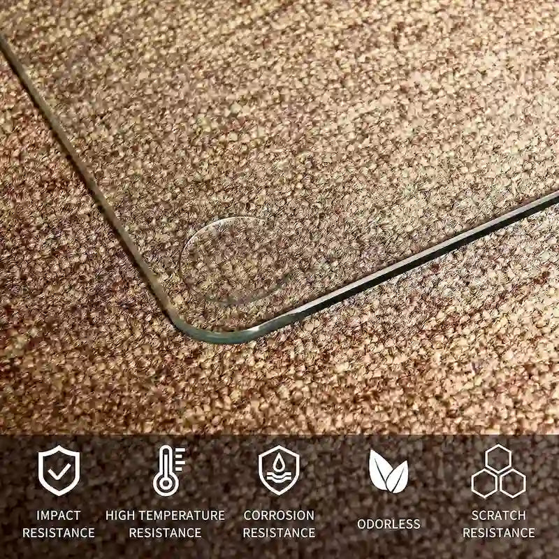 Tapis de chaise de bureau en verre trempé transparent pour sols durs, 1 personne, 117 x 91 cm