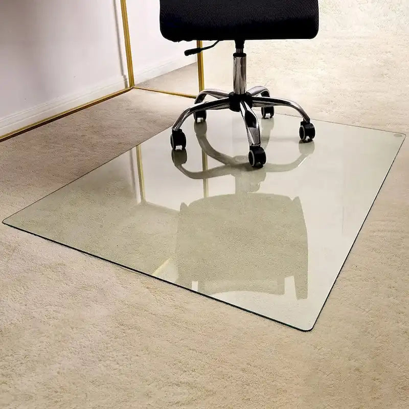 Tapis de chaise de bureau en verre trempé transparent pour sols durs, 1 personne, 117 x 91 cm