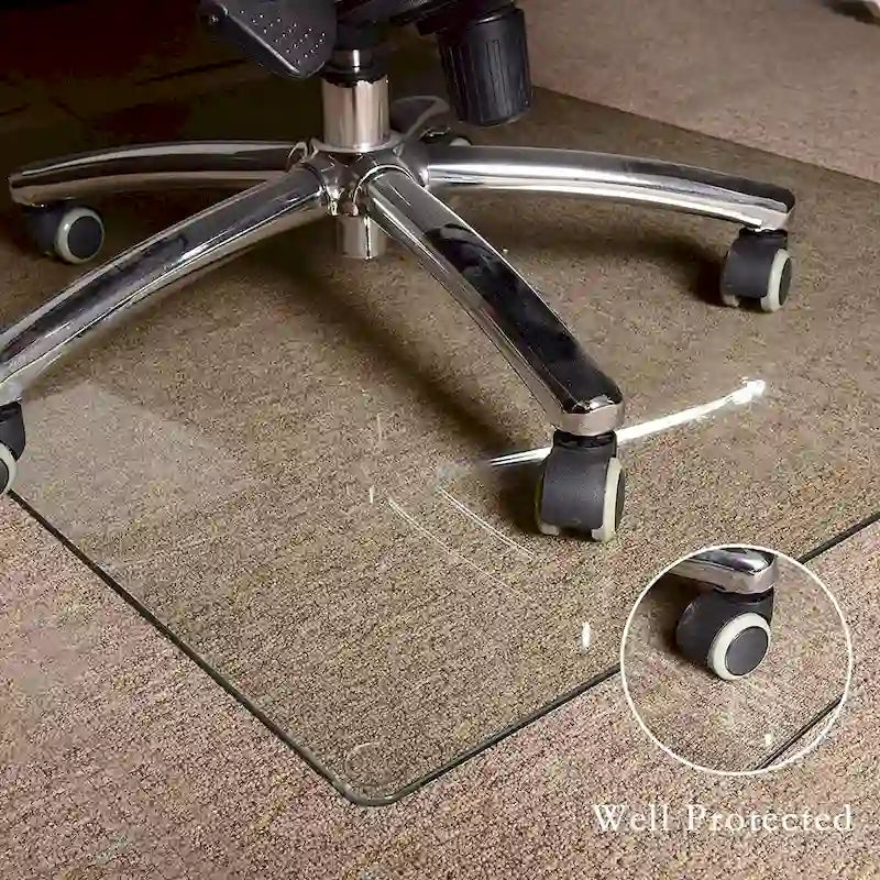 Tapis de chaise de bureau en verre trempé transparent pour sols durs, 1 personne, 117 x 91 cm