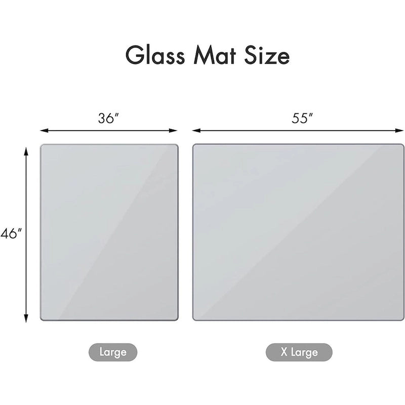 Tapis de chaise de bureau en verre trempé transparent pour sols durs, 1 personne, 117 x 91 cm