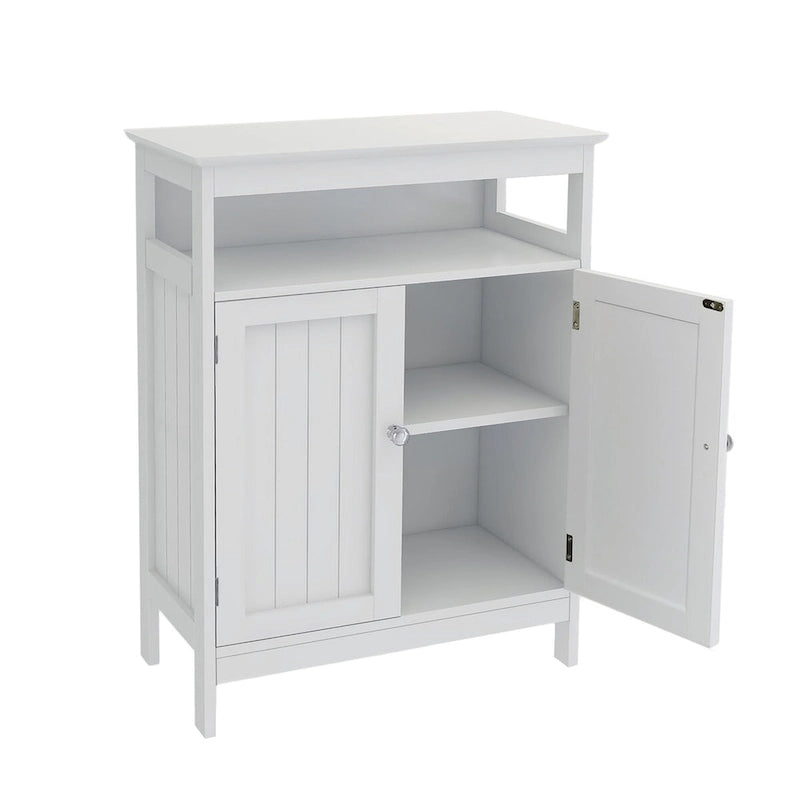 Meuble de rangement de salle de bain autoportant finition bois blanc – 1 personne
