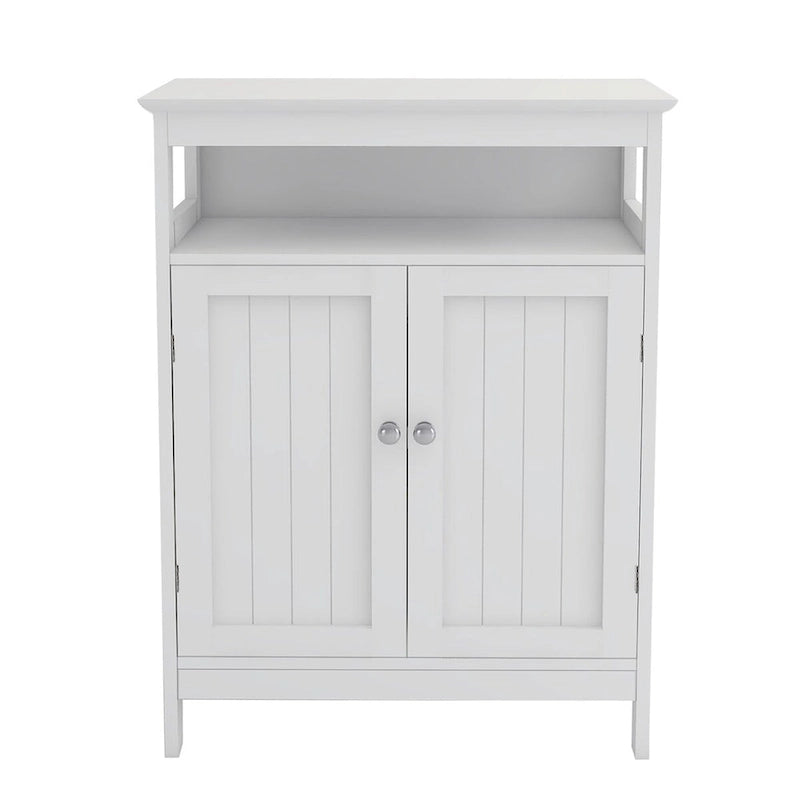 Meuble de rangement de salle de bain autoportant finition bois blanc – 1 personne