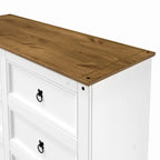 Commode 6 tiroirs en pin massif marron / gris / blanc, simple