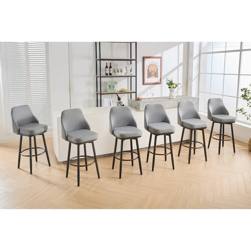 Tabouret de bar pivotant gris clair/gris foncé avec dossier – 2/4/6 pièces, hauteur réglable 24"–29"
