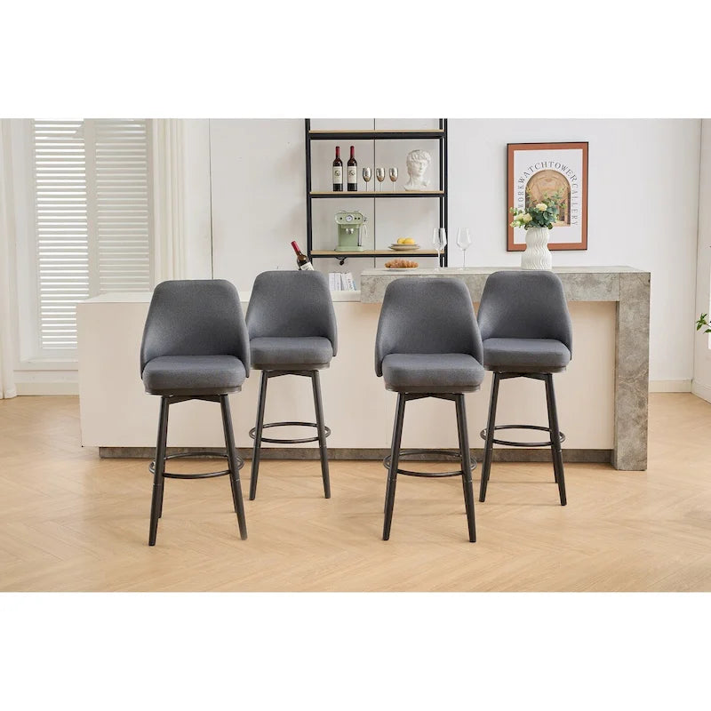 Tabouret de bar pivotant gris clair/gris foncé avec dossier – 2/4/6 pièces, hauteur réglable 24"–29"