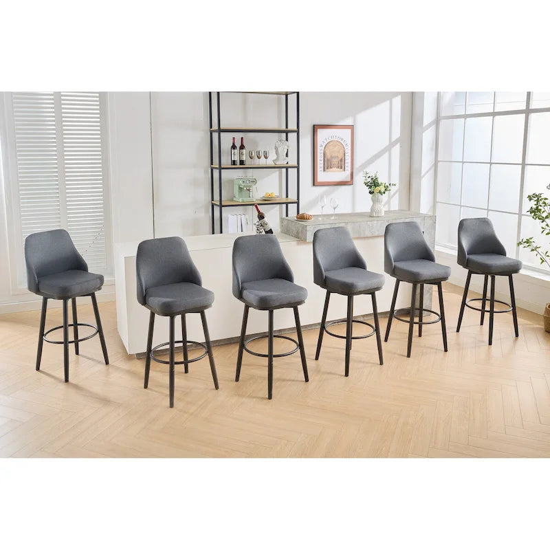 Tabouret de bar pivotant gris clair/gris foncé avec dossier – 2/4/6 pièces, hauteur réglable 24"–29"