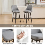 Tabouret de bar pivotant gris clair/gris foncé avec dossier – 2/4/6 pièces, hauteur réglable 24"–29"