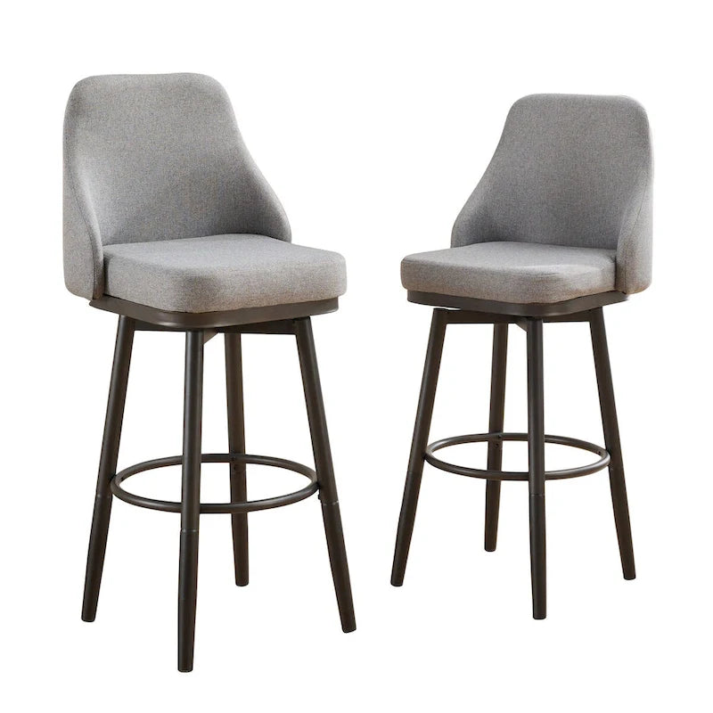 Tabouret de bar pivotant gris clair/gris foncé avec dossier – 2/4/6 pièces, hauteur réglable 24"–29"