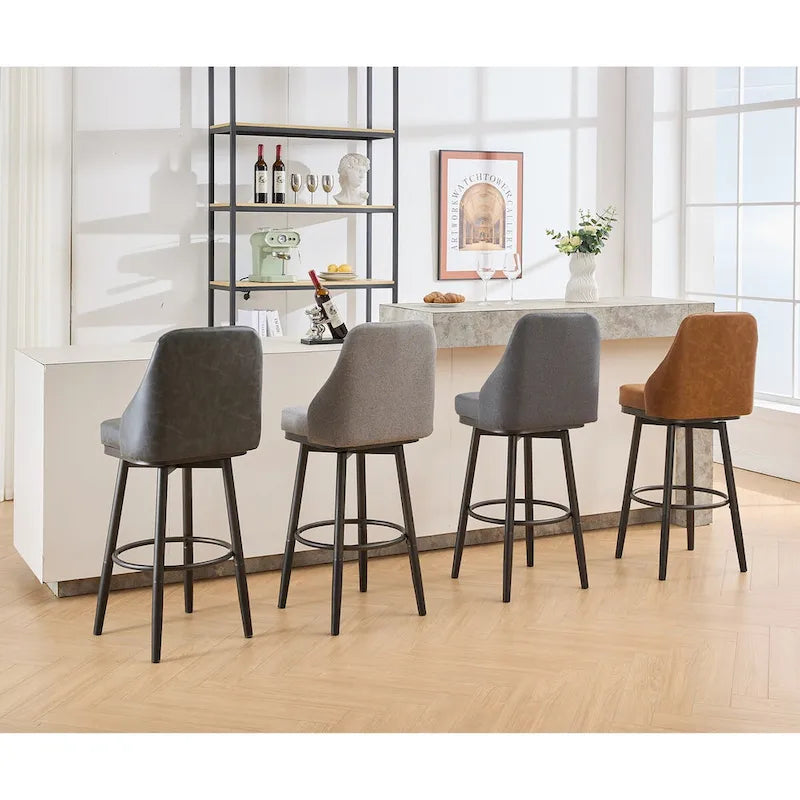 Tabouret de bar pivotant gris clair/gris foncé avec dossier – 2/4/6 pièces, hauteur réglable 24"–29"