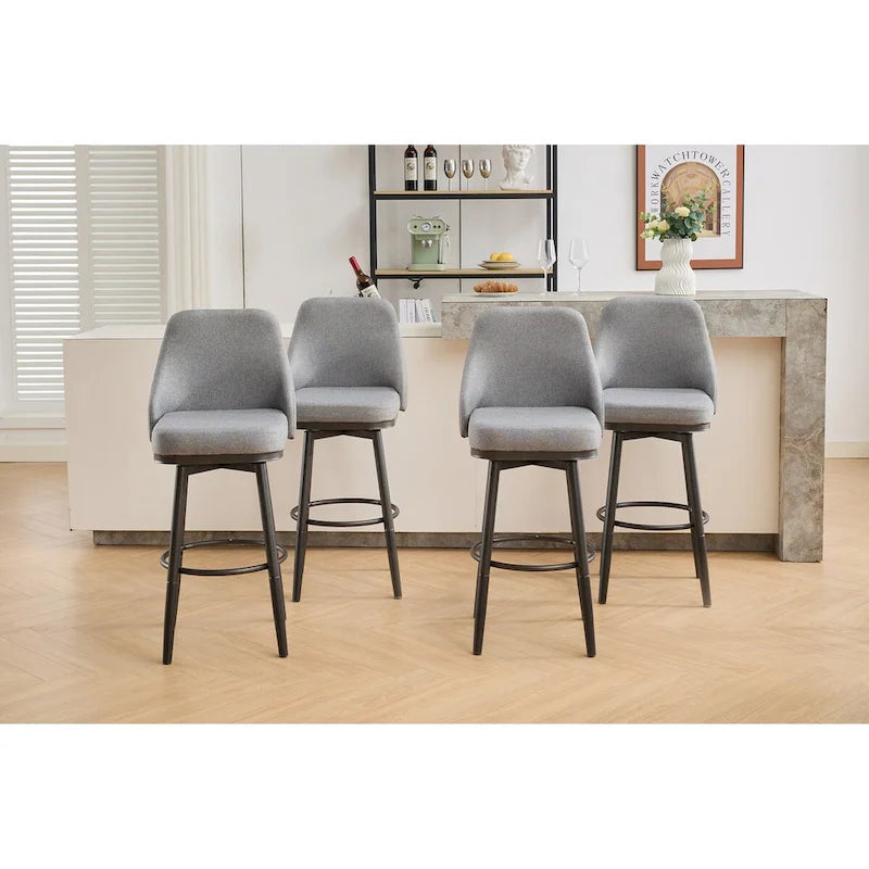 Tabouret de bar pivotant gris clair/gris foncé avec dossier – 2/4/6 pièces, hauteur réglable 24"–29"