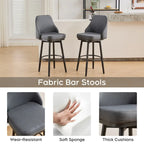Tabouret de bar pivotant gris clair/gris foncé avec dossier – 2/4/6 pièces, hauteur réglable 24"–29"