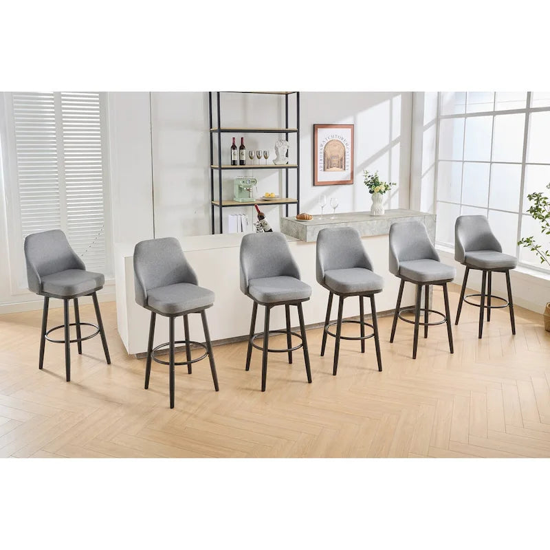 Tabouret de bar pivotant gris clair/gris foncé avec dossier – 2/4/6 pièces, hauteur réglable 24"–29"