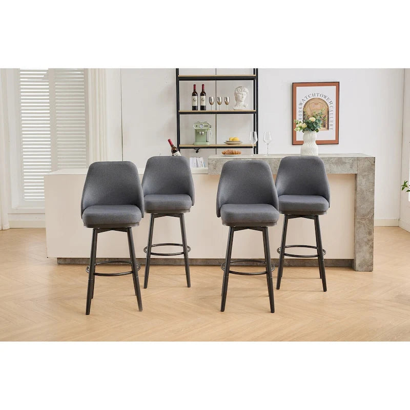 Tabouret de bar pivotant gris clair/gris foncé avec dossier – 2/4/6 pièces, hauteur réglable 24"–29"