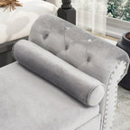 Banc de rangement ottoman en velours gris/beige/rose/bleu marine, une place, avec coussin