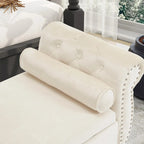 Banc de rangement ottoman en velours gris/beige/rose/bleu marine, une place, avec coussin