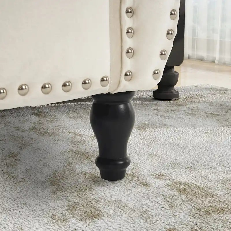Banc de rangement ottoman en velours gris/beige/rose/bleu marine, une place, avec coussin