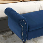 Banc de rangement ottoman en velours gris/beige/rose/bleu marine, une place, avec coussin