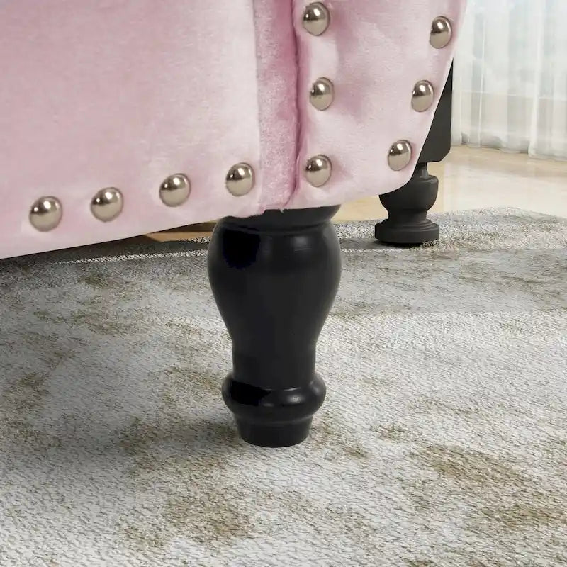 Banc de rangement ottoman en velours gris/beige/rose/bleu marine, une place, avec coussin