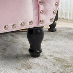 Banc de rangement ottoman en velours gris/beige/rose/bleu marine, une place, avec coussin