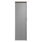 Armoire grise 3 portes avec 2 tringles et 2 tiroirs, montage par une personne
