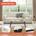 Canapé 3 places en chenille beige avec accoudoirs carrés