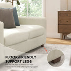 Canapé 3 places en chenille beige avec accoudoirs carrés