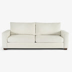 Canapé 3 places en chenille beige avec accoudoirs carrés