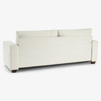 Canapé 3 places en chenille beige avec accoudoirs carrés
