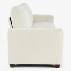 Canapé 3 places en chenille beige avec accoudoirs carrés